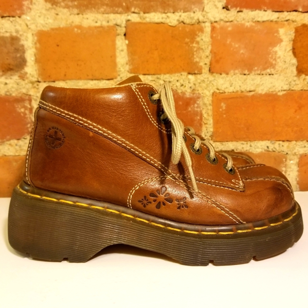 Dr. Martens Brown Leather Platform Combat Boots